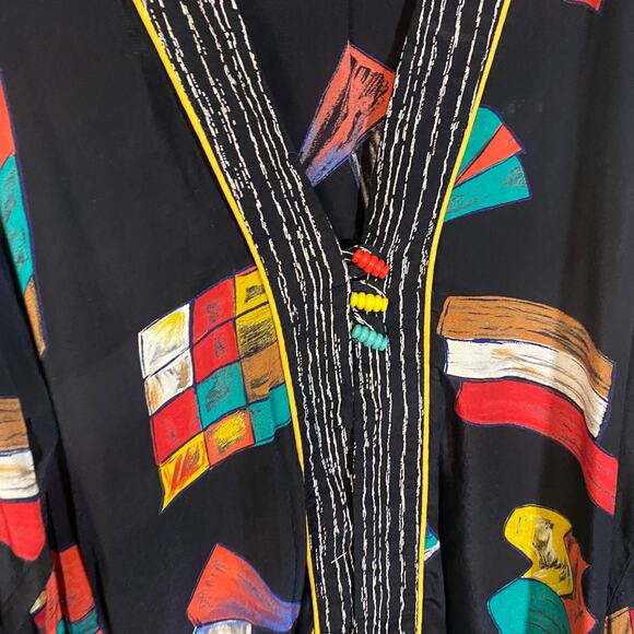 Vintage In Group Ltd 80s 90s Colorful Abstract Wearable Art Blouse Sz 14 / L - Picture 2 of 12